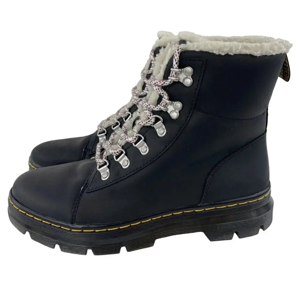 Dr. Martens Combs Wyoming Faux Fur Lined Lace Up Ankle Boots Docs WMN 10